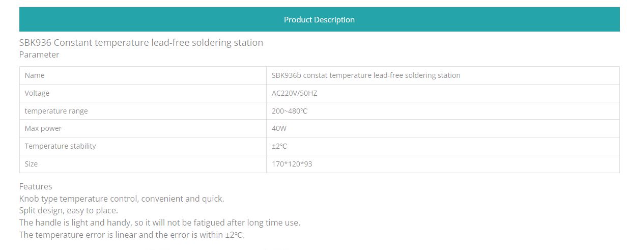 SBK936b singlesoldering Stations